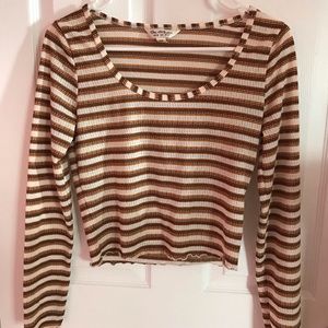 Vintage Inspired Striped Semi Cropped Top